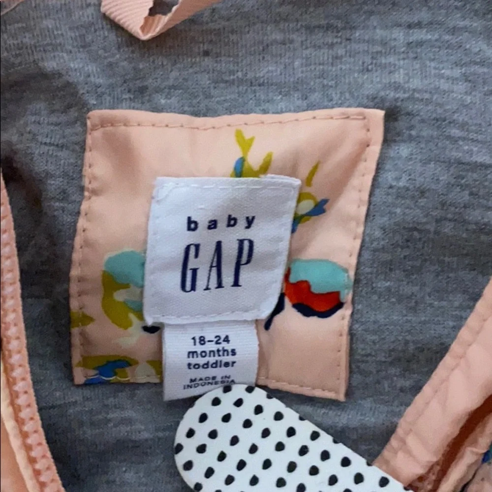 Peach Floral babyGap windbreaker hooded zip up